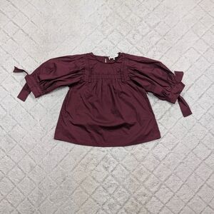 Sea New York Shirt Womens XXS Purple Burgundy Gaia Top ½ Sleeves Business